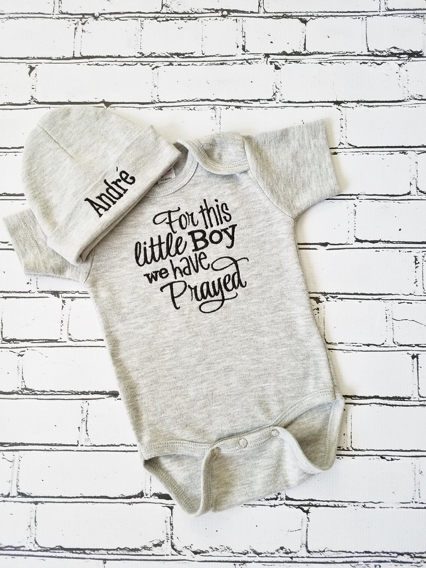For This Little Boy We have Prayed Bodysuit Set
