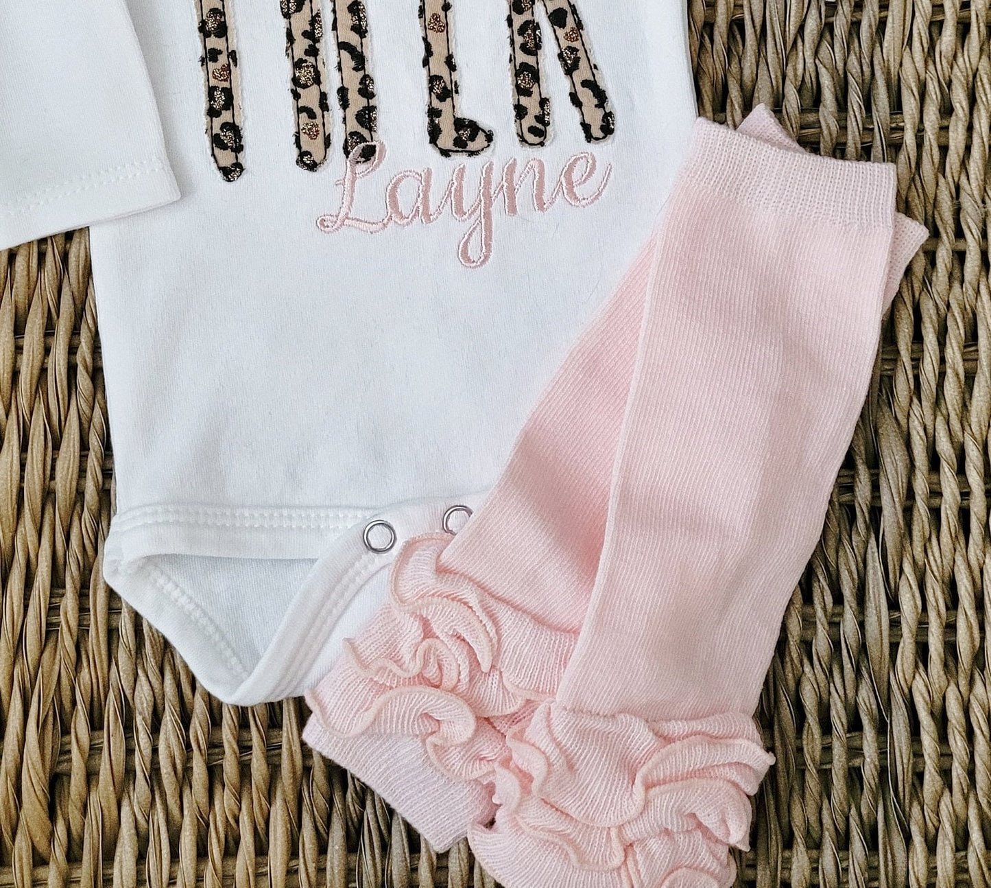 Legwarmer Girl Set with Leopard Applique Name