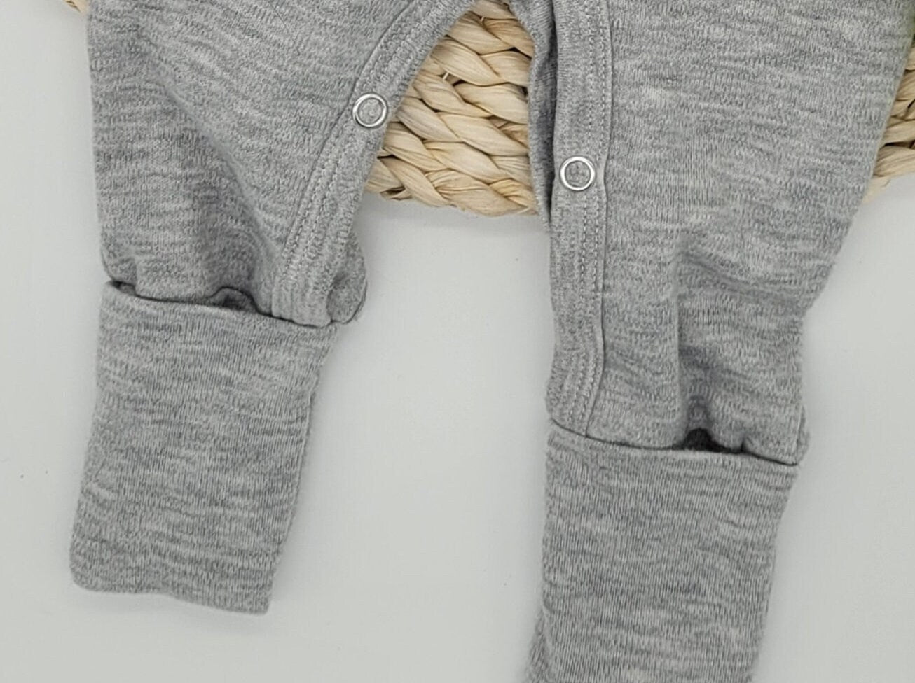 Convertible Grey Girl Footie with Pink Embroidered Names