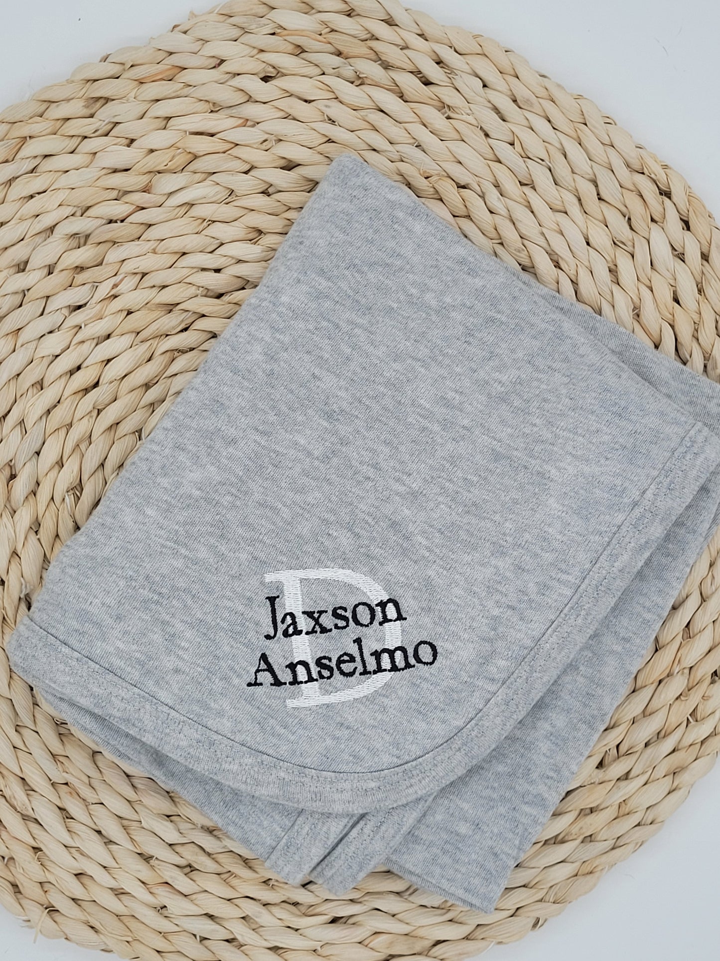 Grey Baby Boy Monogrammed Sleeper Set