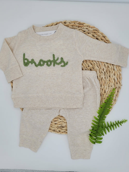 Baby Jogging Suit with Hand Embroidered Name
