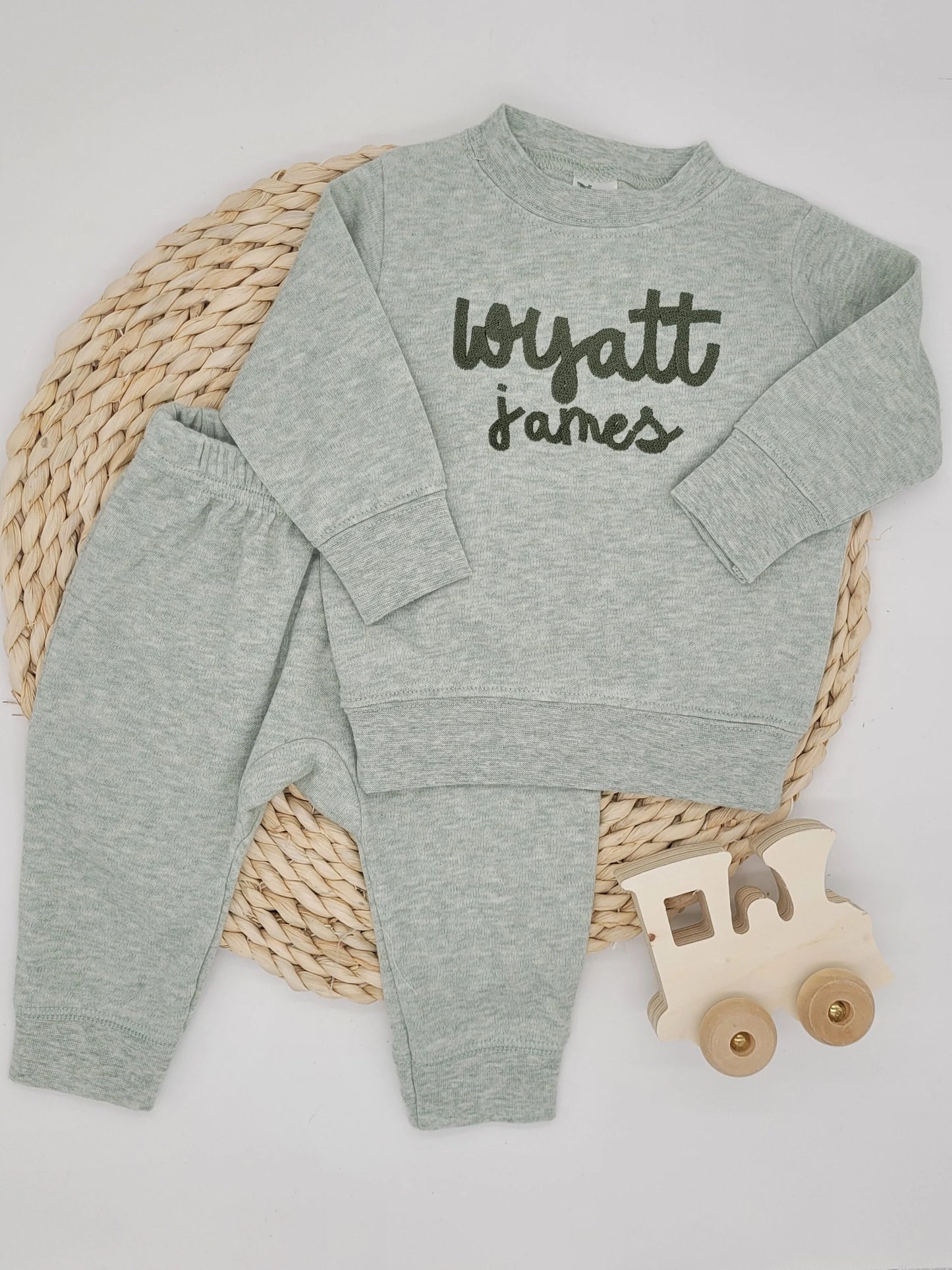 Baby Boy Sweat Suit in Sage Green