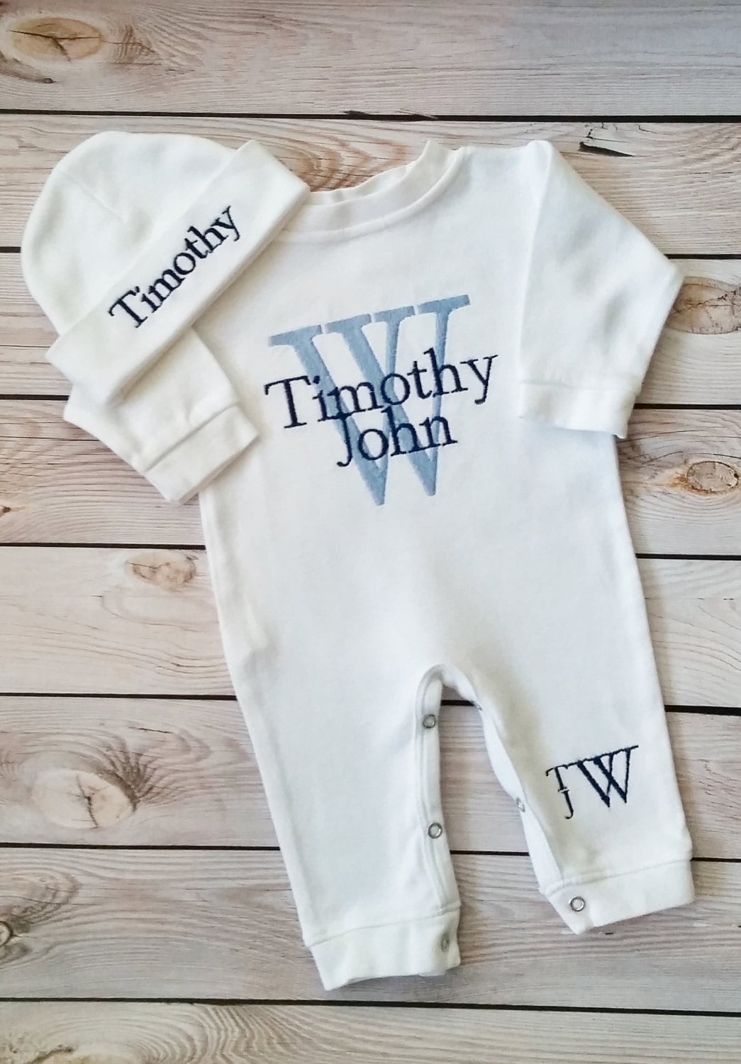 Shades of Blue Monogramed Boy Outfit