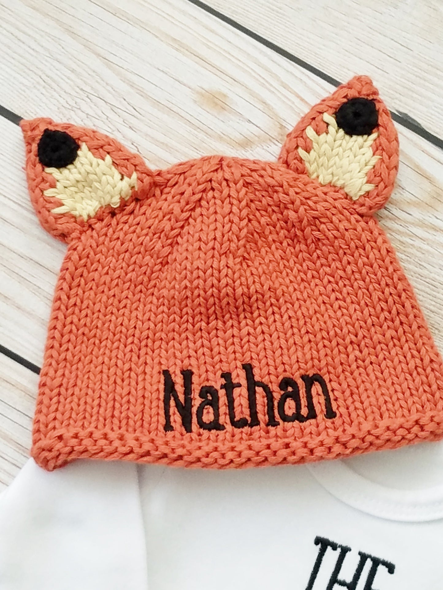 Newborn Boy Sleeper with Personalized Knit Fox Hat