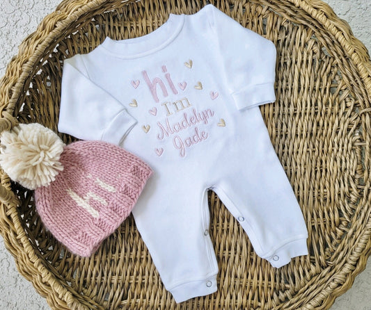 Newborn Girl Outfit With Knit Hi Hat